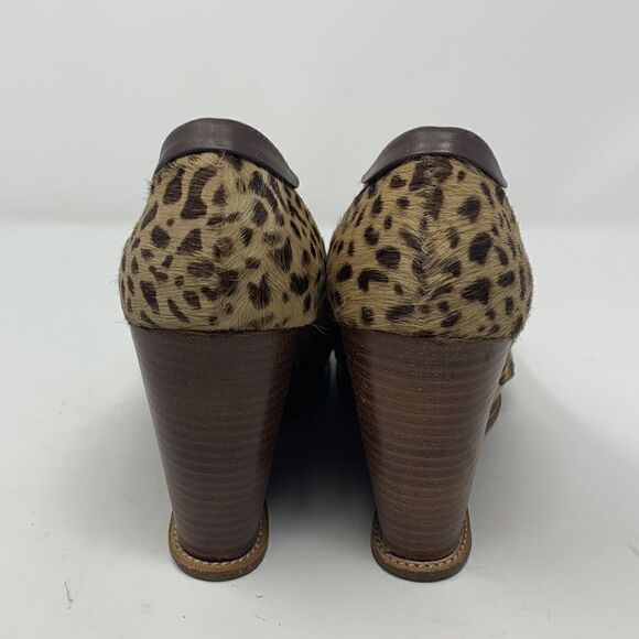 Yellow box Animal Print faux fur  Wedges Size 8 - Picture 3 of 10